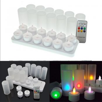 Светодиодные многоцветные led свечи чайные с аккумулятором и пультом ДУ (набор 12 шт.)